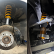 Two images of the refreshed suspension and Ohlins coilovers on a 2003 Porsche 911 Carrera